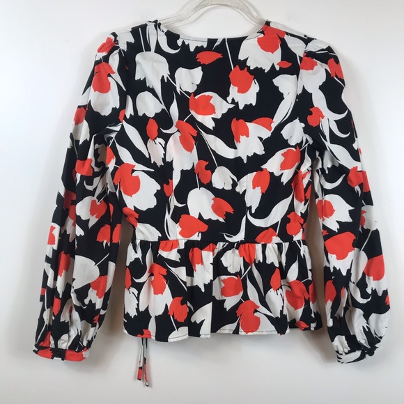 NWT  Floral Long Sleeve Wrapped Top - Picture 6 of 6